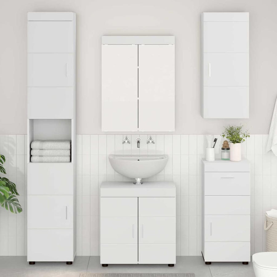 Badkamer wandkast TULUM Wit 37 x 24,5 x 86 cm Bewerkt hout