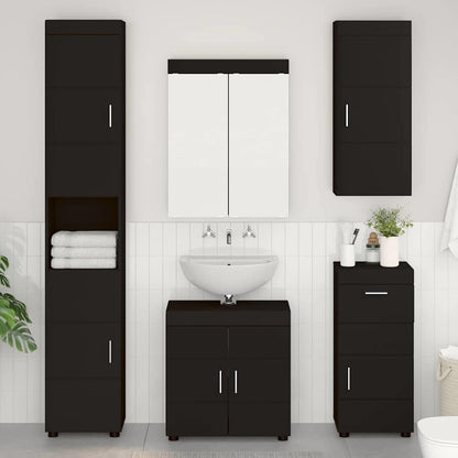 Badkamer wandkast TULUM Zwart 37 x 24,5 x 86 cm Bewerkt hout