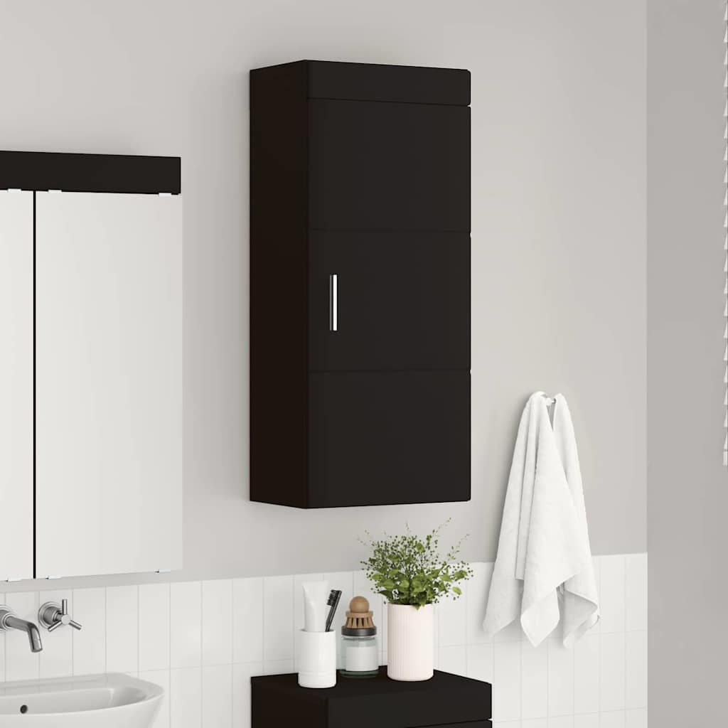 Badkamer wandkast TULUM Zwart 37 x 24,5 x 86 cm Bewerkt hout