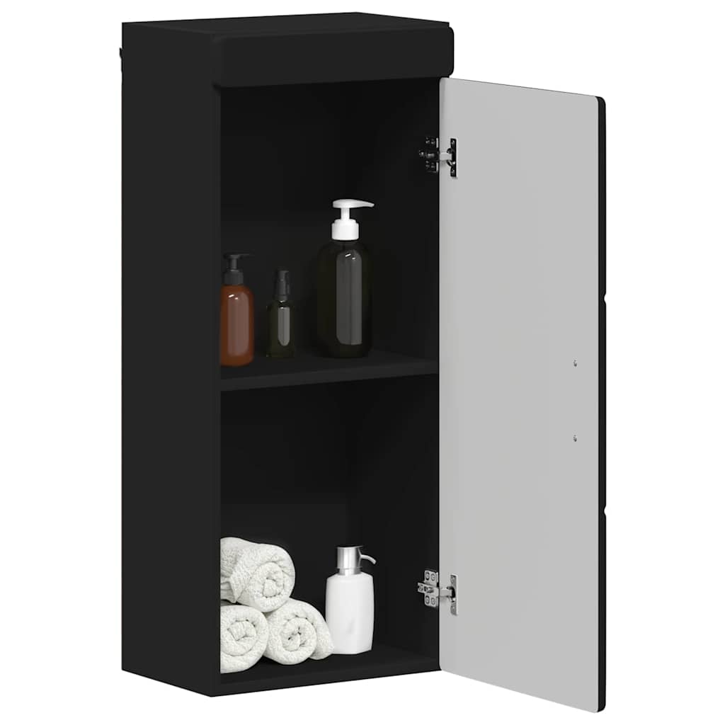 Badkamer wandkast TULUM Zwart 37 x 24,5 x 86 cm Bewerkt hout