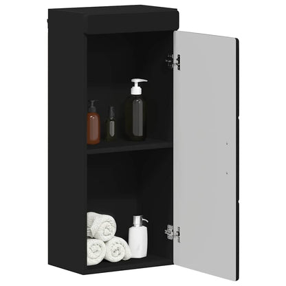 Badkamer wandkast TULUM Zwart 37 x 24,5 x 86 cm Bewerkt hout