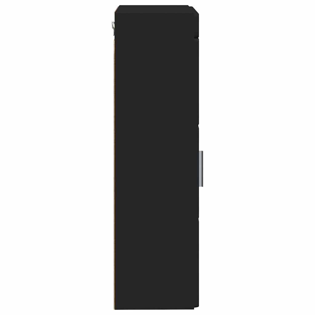 Badkamer wandkast TULUM Zwart 37 x 24,5 x 86 cm Bewerkt hout