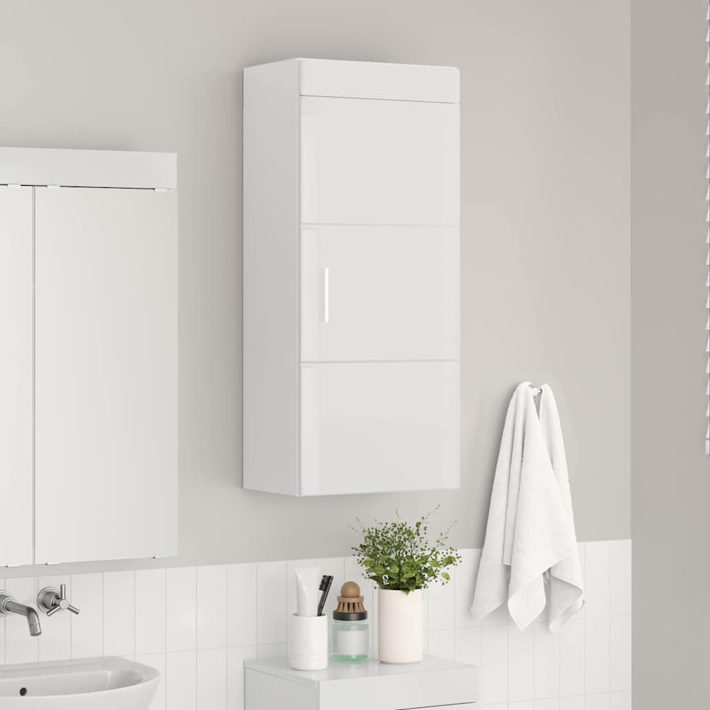 Badkamer wandkast TULUM Hoogglans wit 37 x 24,5 x 86 cm