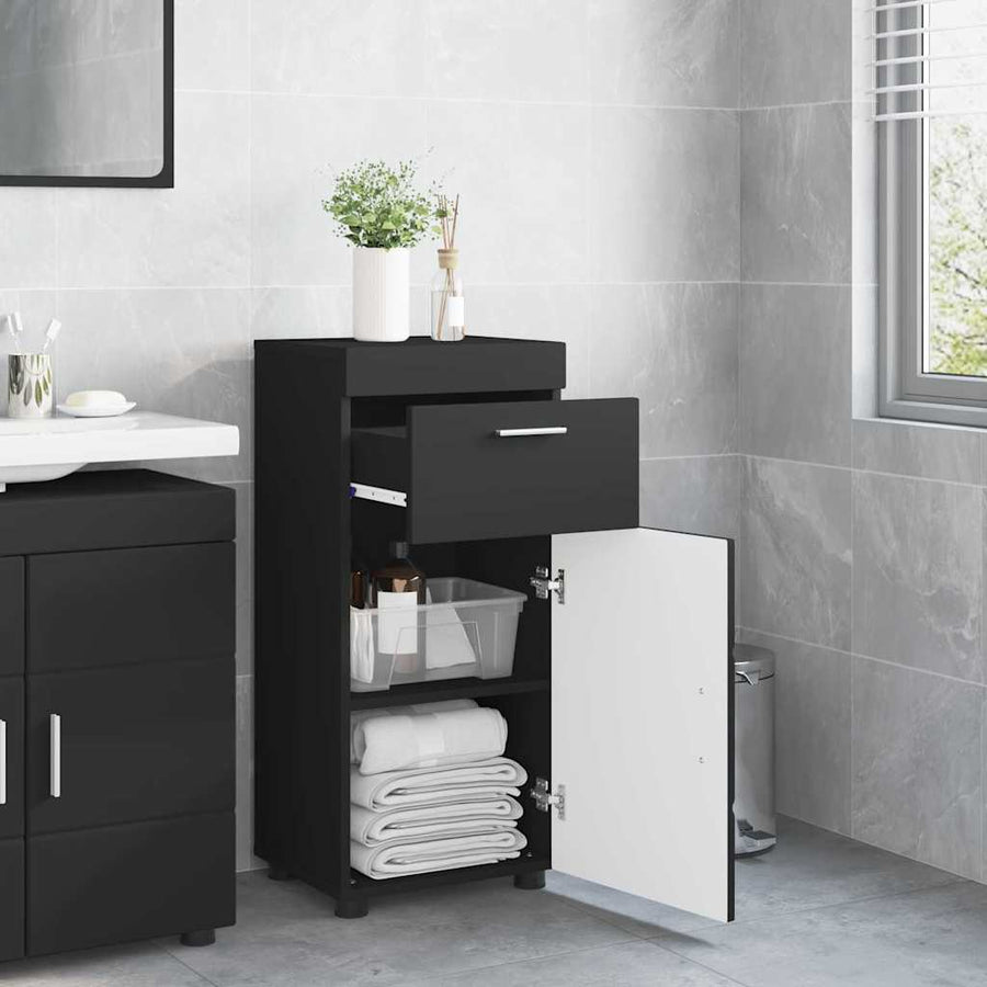 Badkamerkastenset TULUM Zwart 37 x 31,5 x 82 cm Bewerkt hout