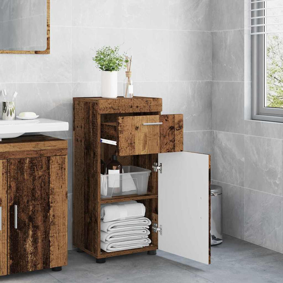 Badkamerkastenset TULUM Oudhout 37 x 31,5 x 82 cm Bewerkt hout