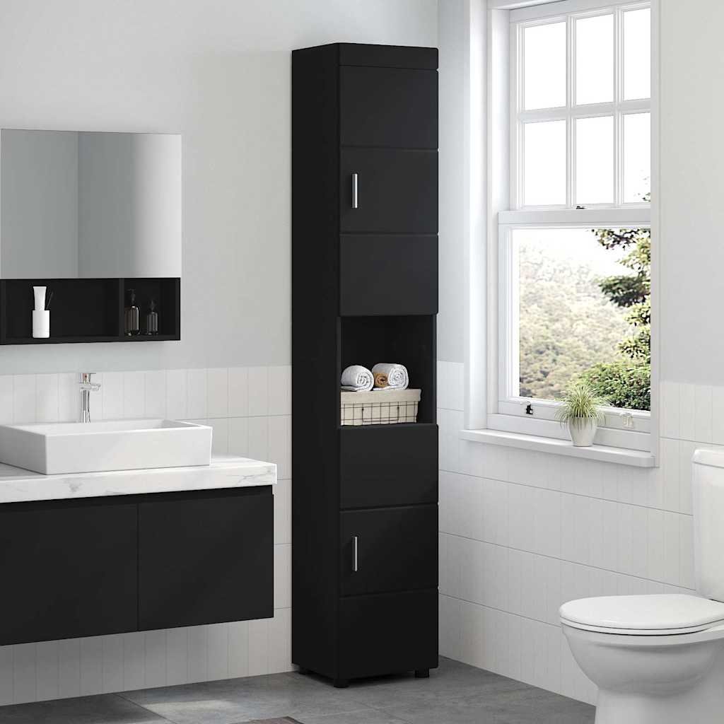 Badkamerkastenset TULUM Zwart 37 x 31,5 x 203 cm Bewerkt hout