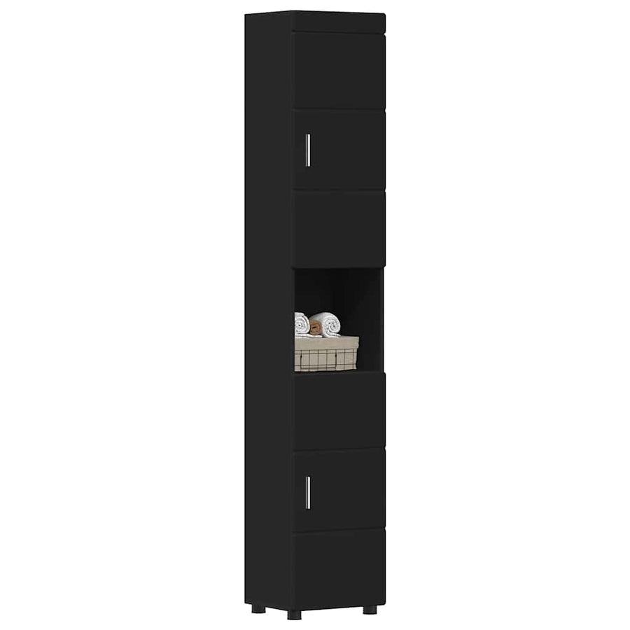 Badkamerkastenset TULUM Zwart 37 x 31,5 x 203 cm Bewerkt hout