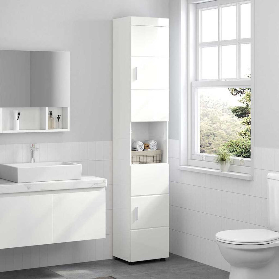 Badkamerkastenset TULUM Hoogglans wit 37 x 31,5 x 203 cm