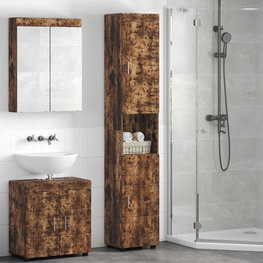Badkamerkastenset TULUM Gerookt eiken 37 x 31,5 x 203 cm