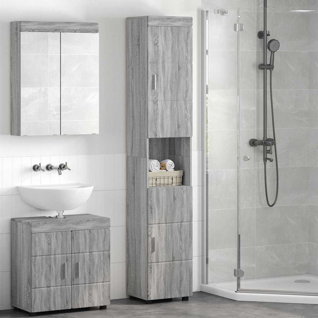 Badkamerkastenset TULUM Grijs Sonoma 37 x 31,5 x 203 cm