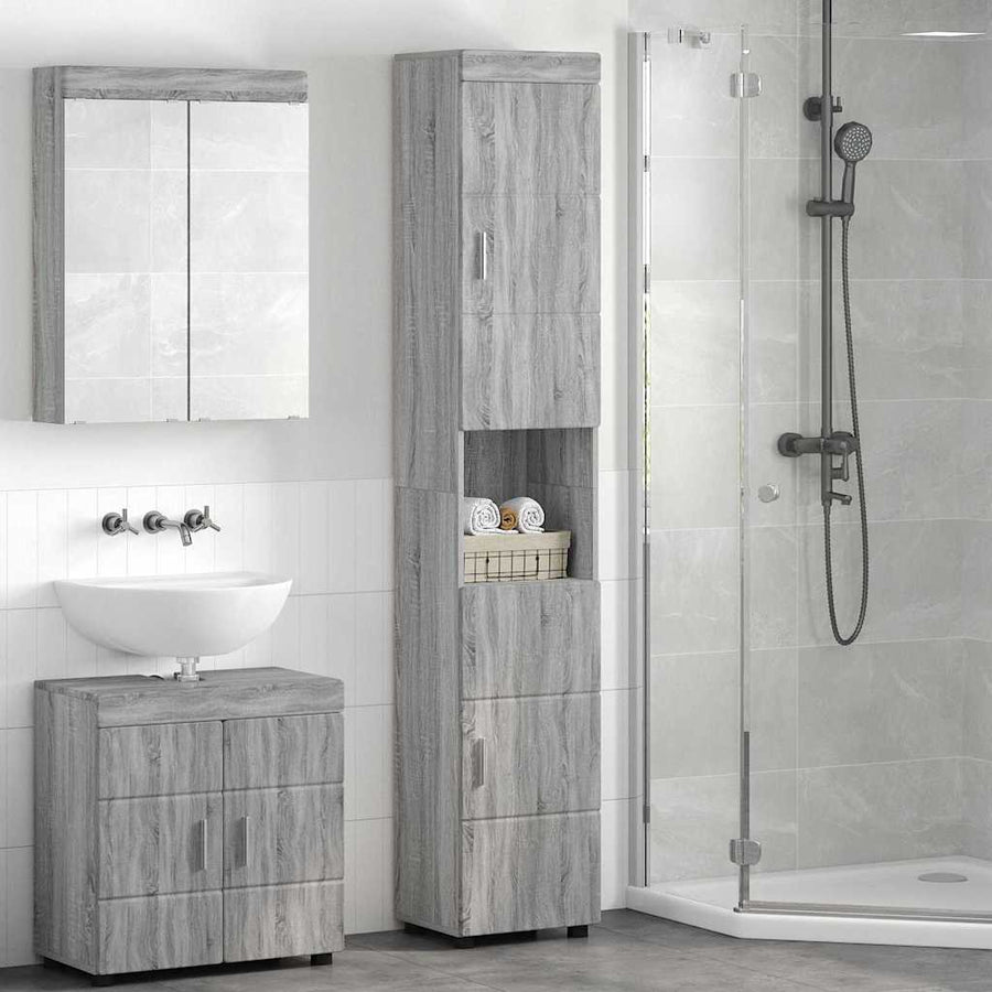 Badkamerkastenset TULUM Grijs Sonoma 37 x 31,5 x 203 cm