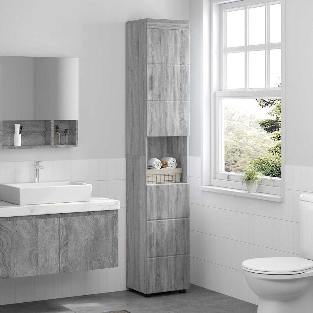 Badkamerkastenset TULUM Grijs Sonoma 37 x 31,5 x 203 cm