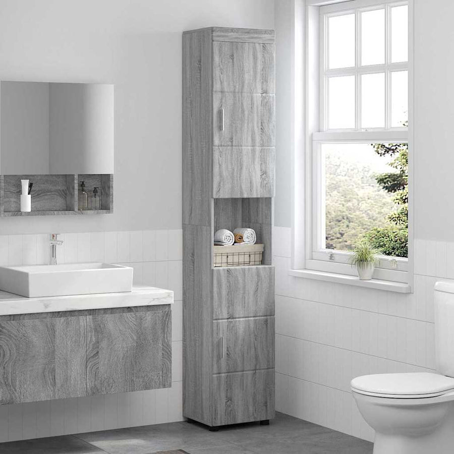 Badkamerkastenset TULUM Grijs Sonoma 37 x 31,5 x 203 cm