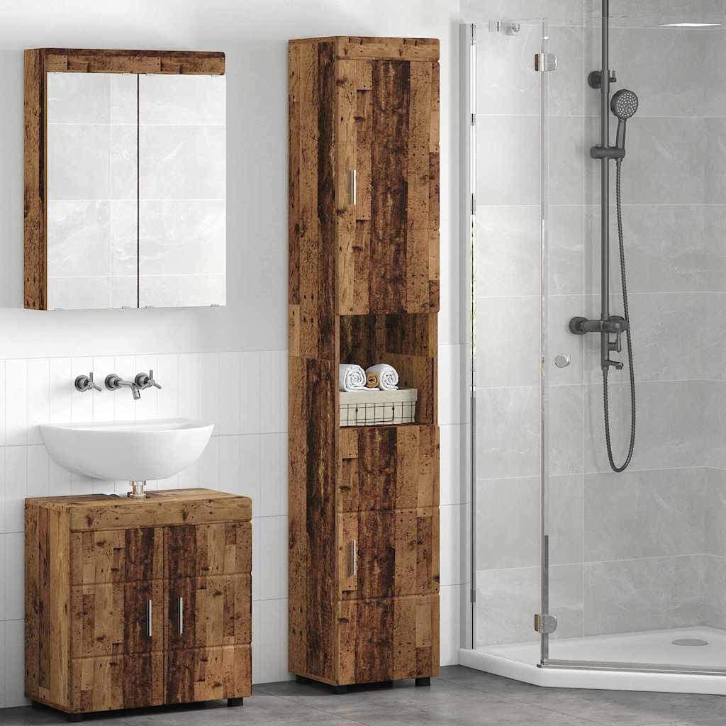 Badkamerkastenset TULUM Oudhout 37 x 31,5 x 203 cm Bewerkt hout