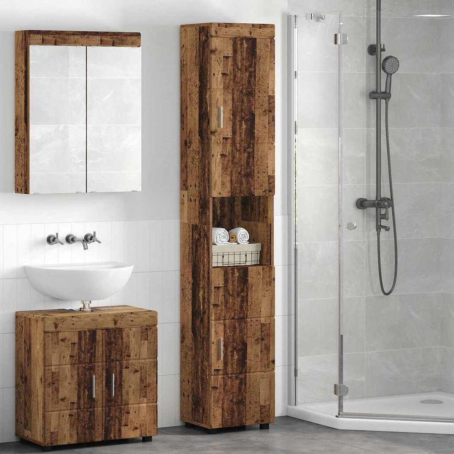Badkamerkastenset TULUM Oudhout 37 x 31,5 x 203 cm Bewerkt hout