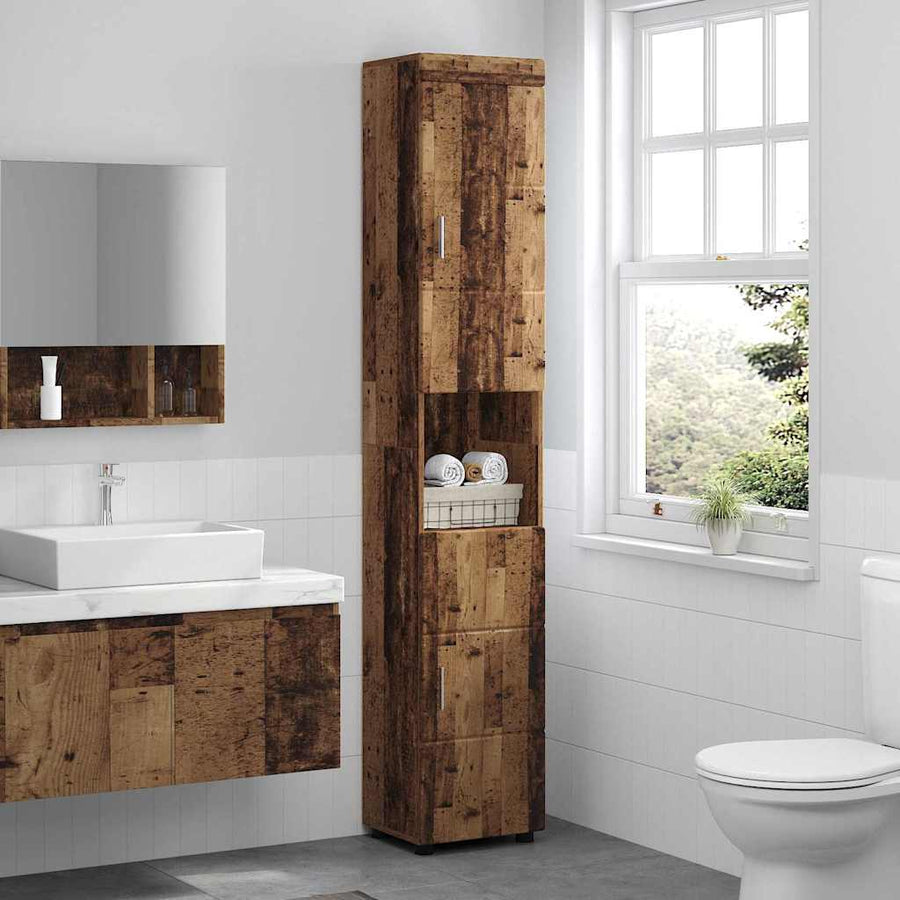 Badkamerkastenset TULUM Oudhout 37 x 31,5 x 203 cm Bewerkt hout