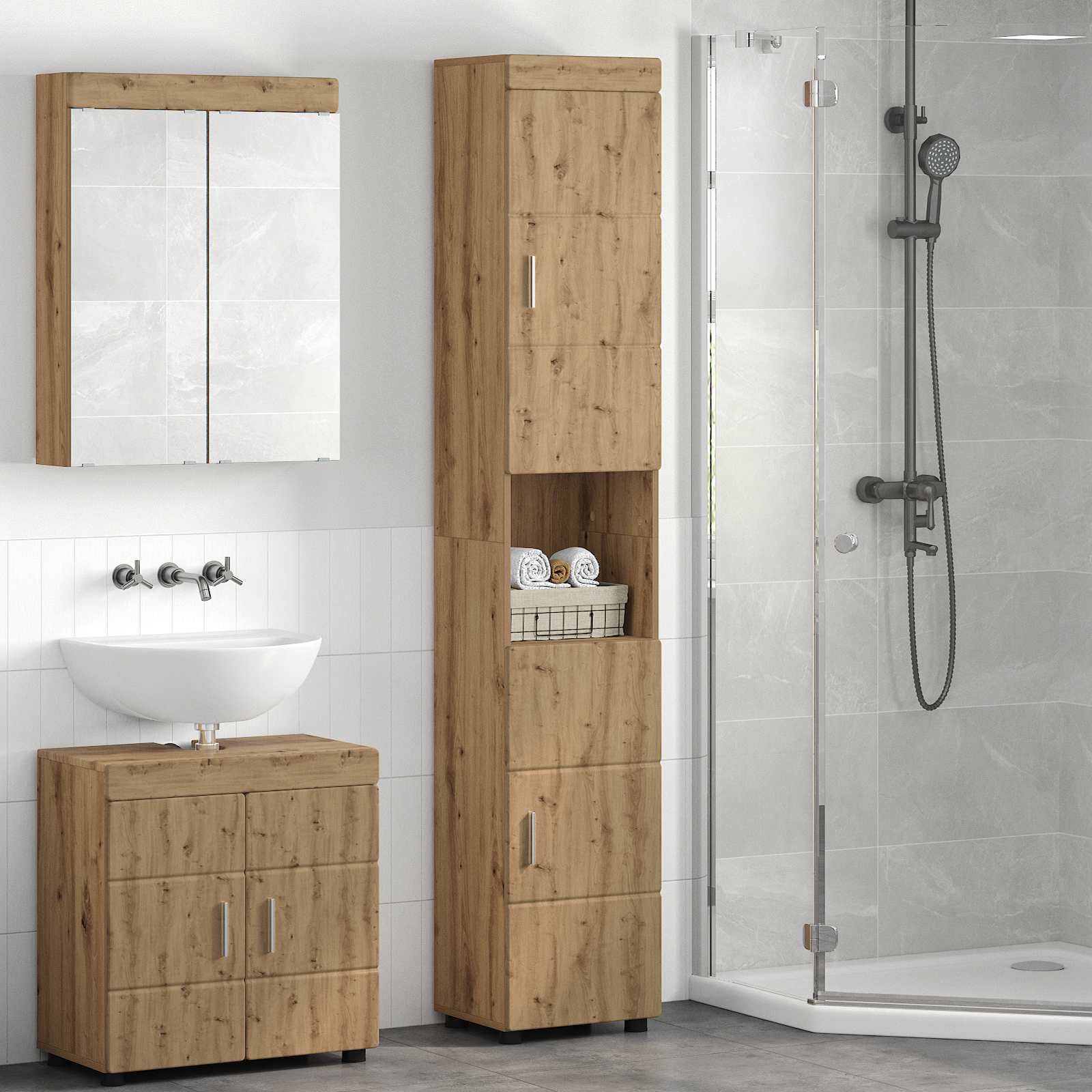 Badkamerkastenset TULUM Artisan Eiken 37 x 31,5 x 203 cm