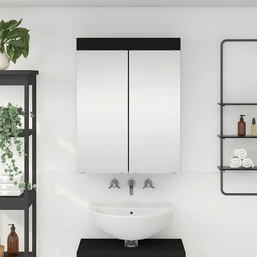 Badkamer spiegelkast TULUM Zwart 60 x 16,5 x 78 cm Bewerkt hout