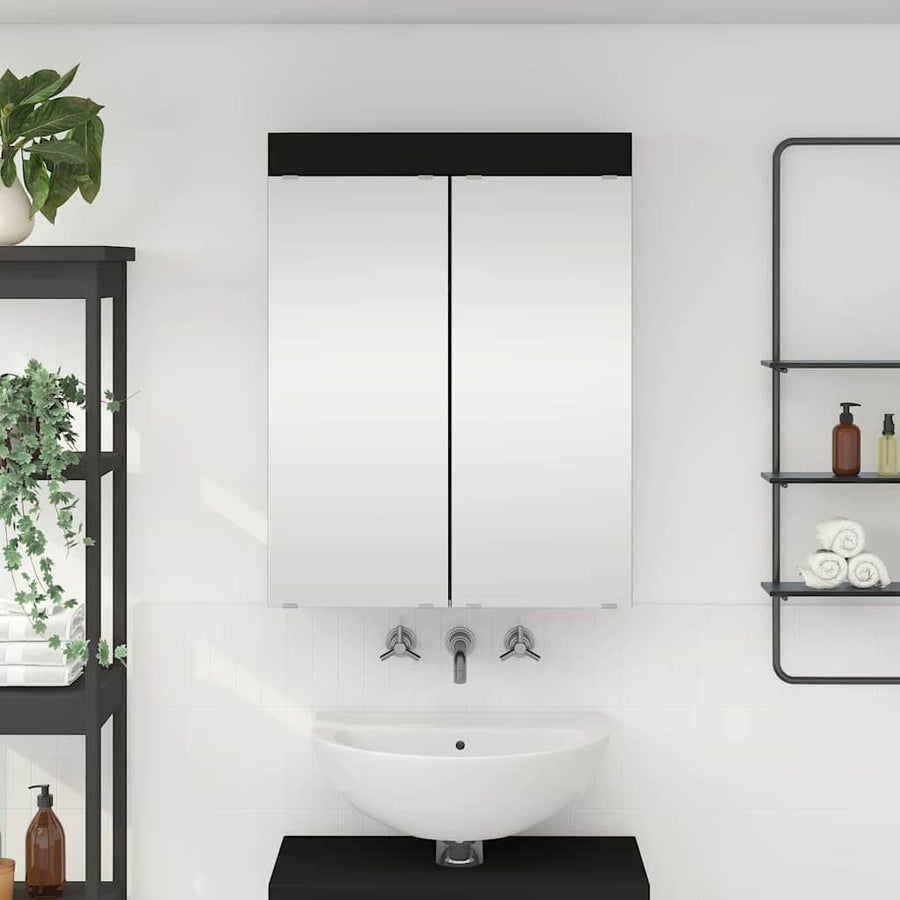Badkamer spiegelkast TULUM Zwart 60 x 16,5 x 78 cm Bewerkt hout