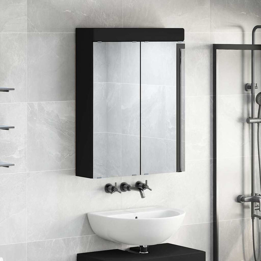 Badkamer spiegelkast TULUM Zwart 60 x 16,5 x 78 cm Bewerkt hout