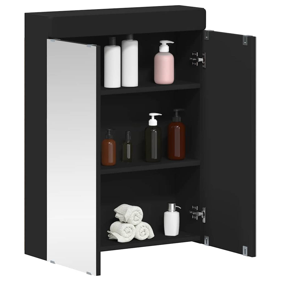 Badkamer spiegelkast TULUM Zwart 60 x 16,5 x 78 cm Bewerkt hout