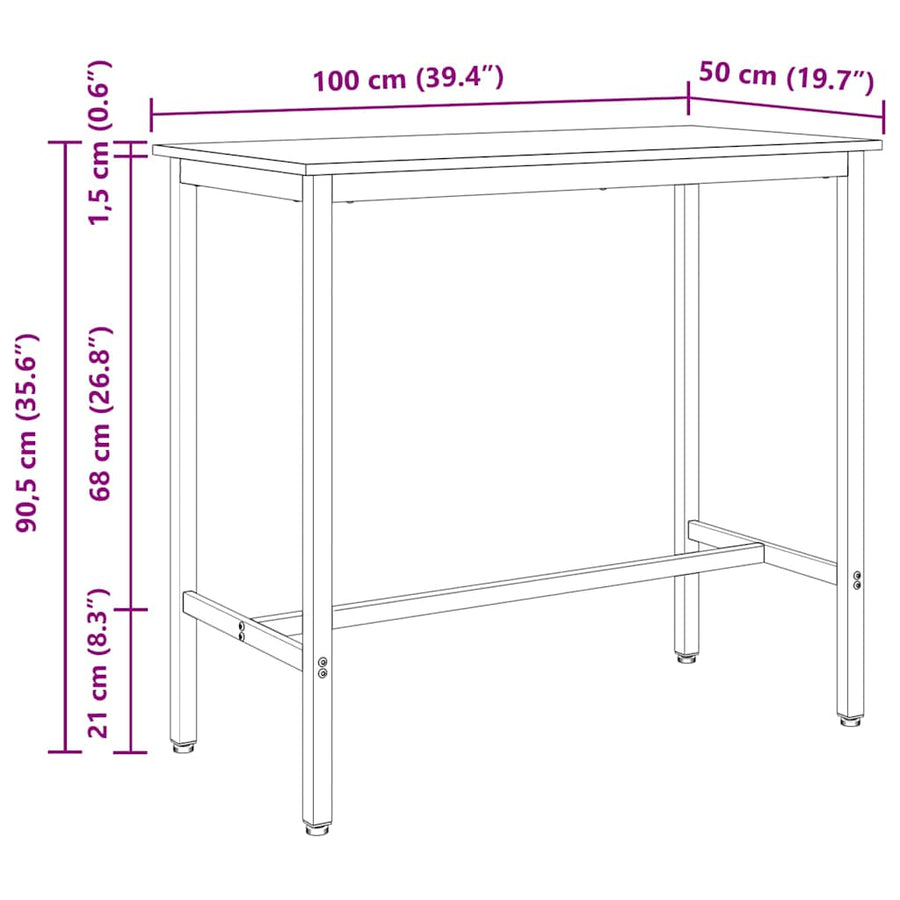 Tafel Sonoma Eiken 100 x 40 x 100,5 cm Engineered hout en staal