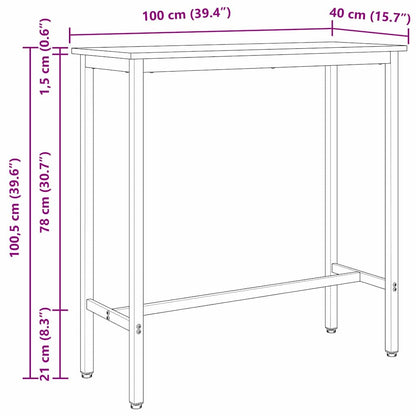 Tafel Zwart Eiken 100 x 40 x 90,5 cm Engineered hout en staal