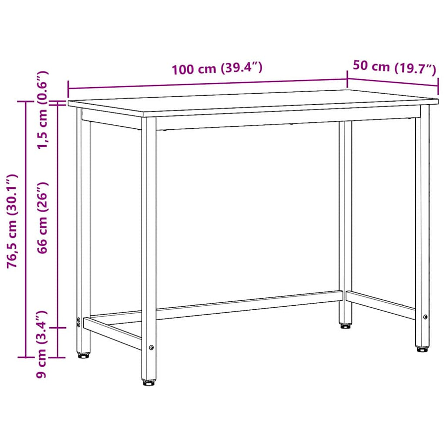 Tafel Grijs Sonoma 80 x 50 x 76,5 cm Engineered hout en staal