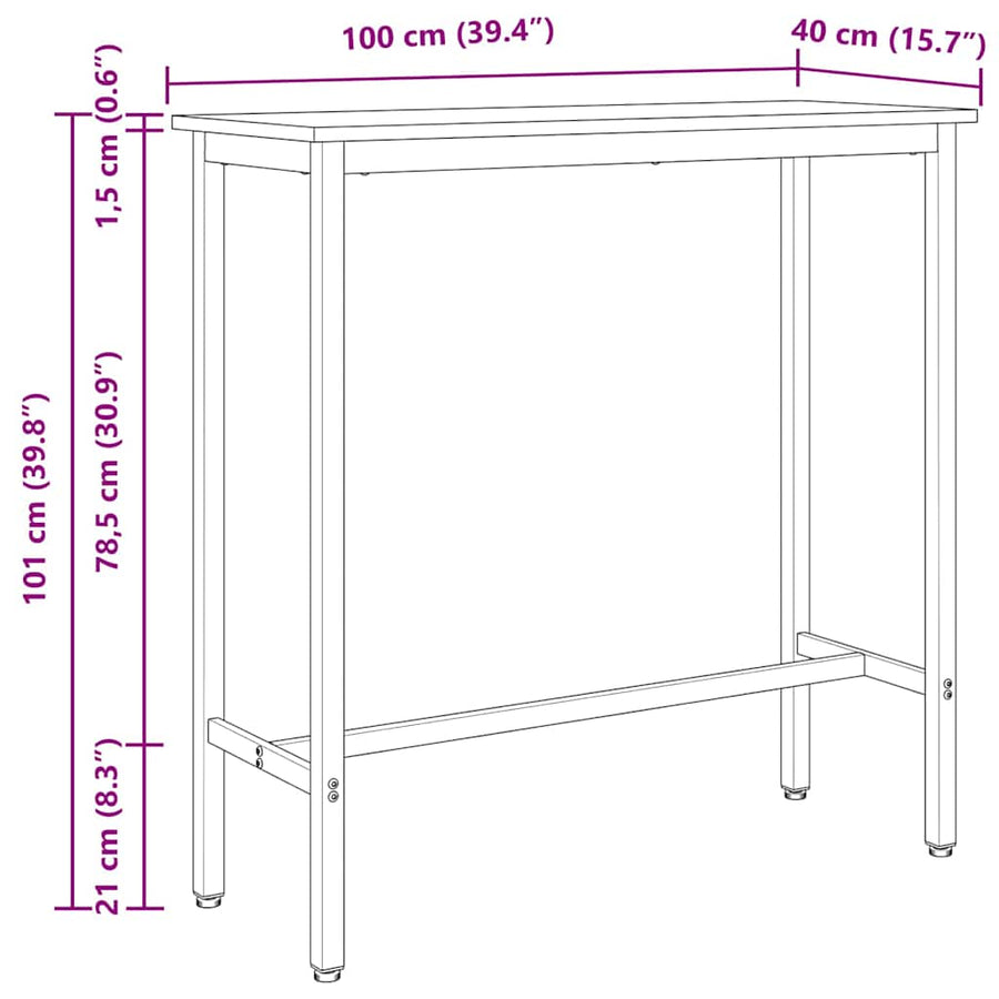 Tafel Wit 100 x 40 x 101 cm Engineered hout en staal