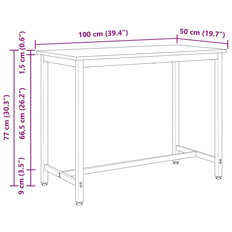 Tafel Wit 100 x 50 x 77 cm Engineered hout en staal