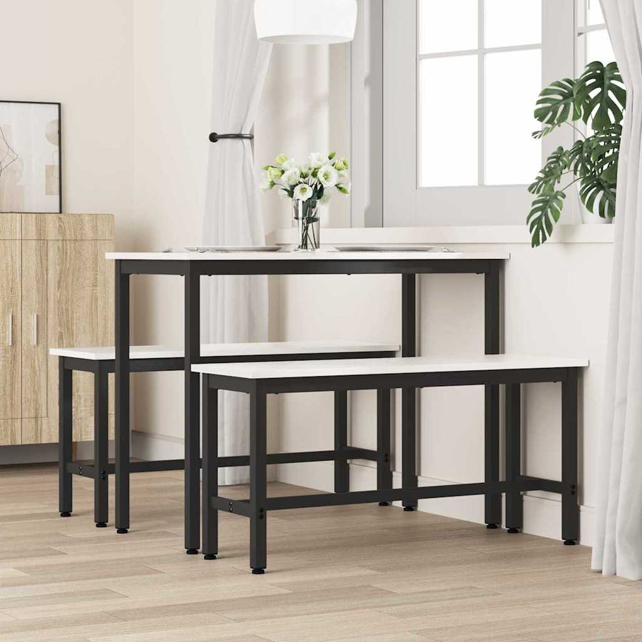 Eetbank 2 pcs Wit 100 x 32,5 x 49 cm Massief grenenhout