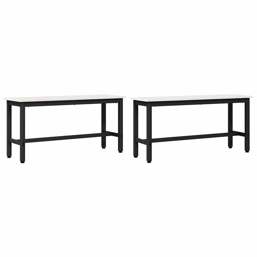 Eetbank 2 pcs Wit 100 x 32,5 x 49 cm Massief grenenhout