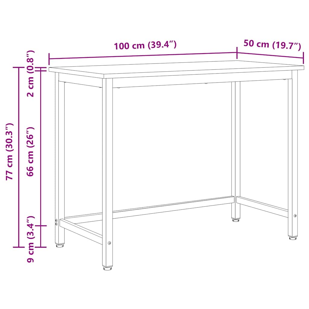 Tafel Wit 100 x 50 x 77 cm Engineered hout en staal