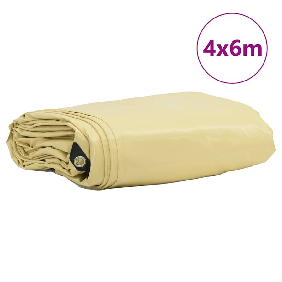 Zeil 650g / m² Beige 4 x 6 m Canvas met PVC-coating
