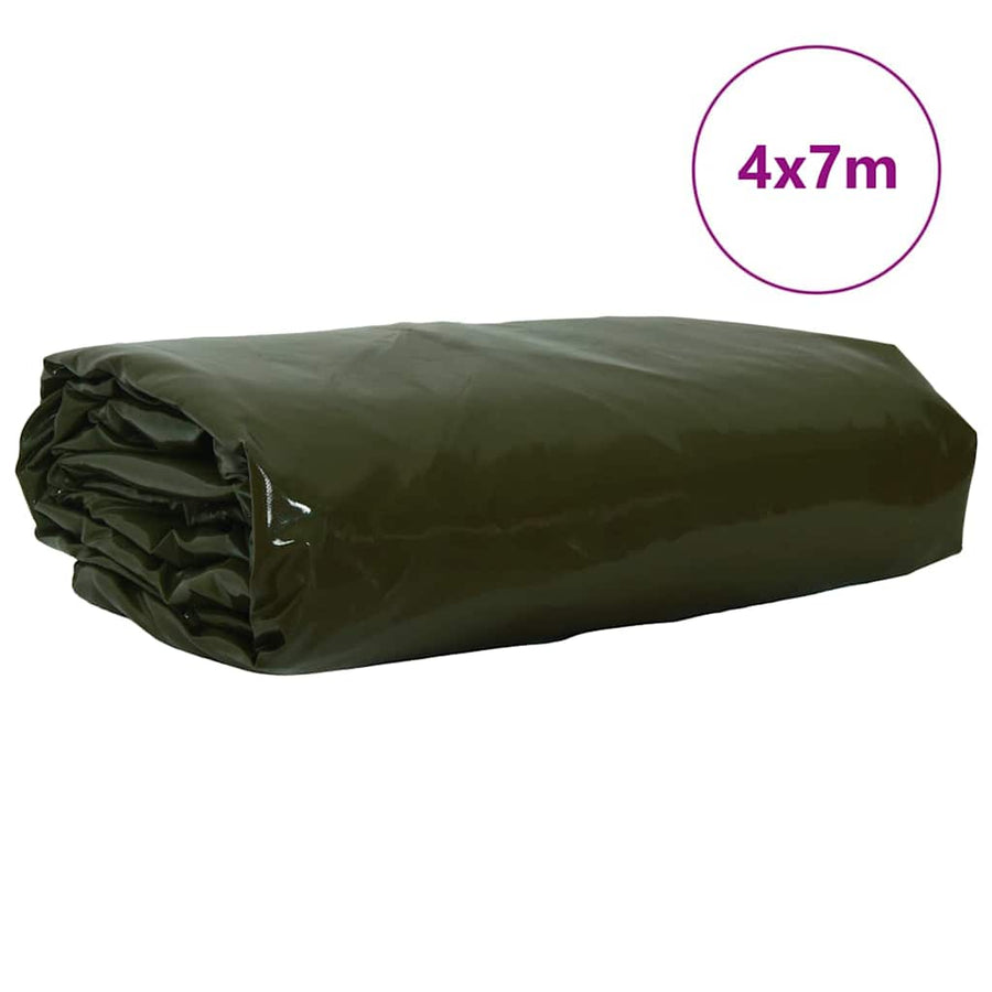 Zeil 650g / m² Olijf Groen 4 x 7 m Canvas met PVC-coating