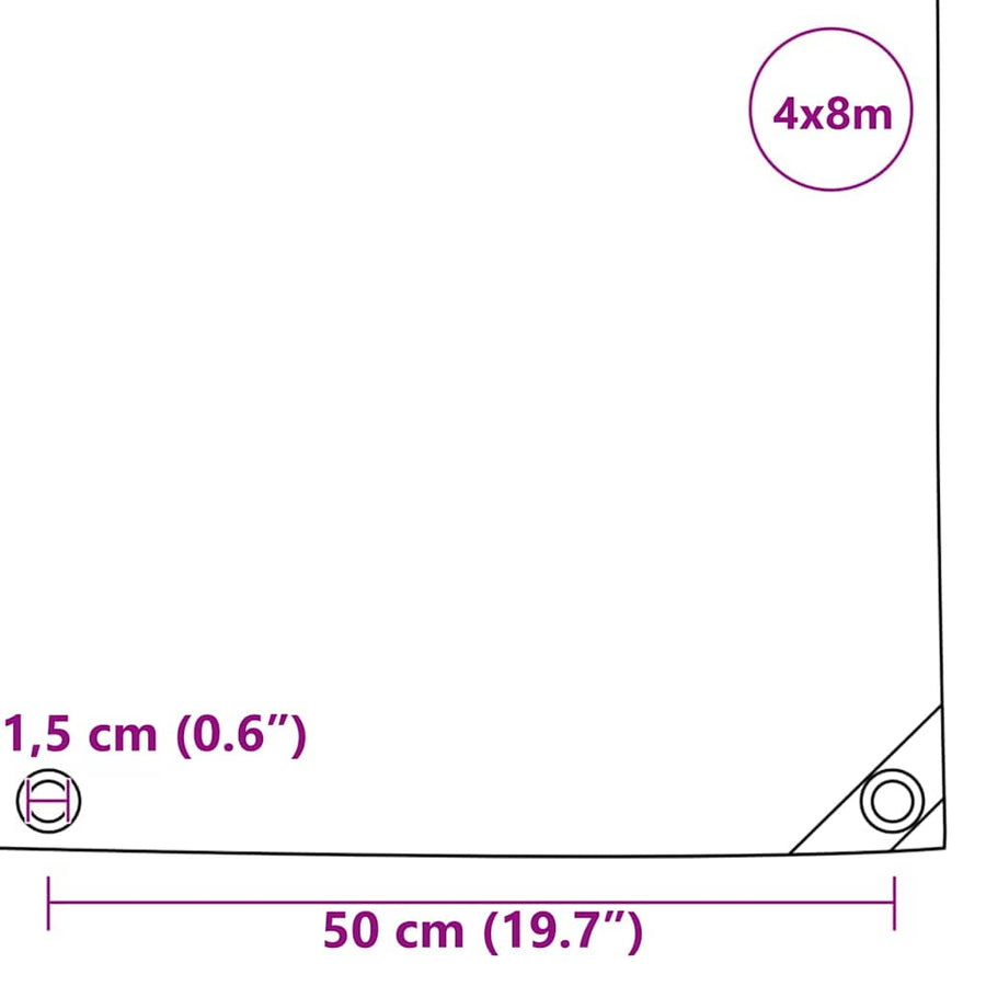 Zeil 650g / m² Olijf Groen 4 x 8 m Canvas met PVC-coating