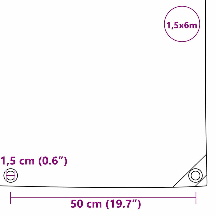Zeil 650g / m² Olijf Groen 1,5 x 6 m Canvas met PVC-coating