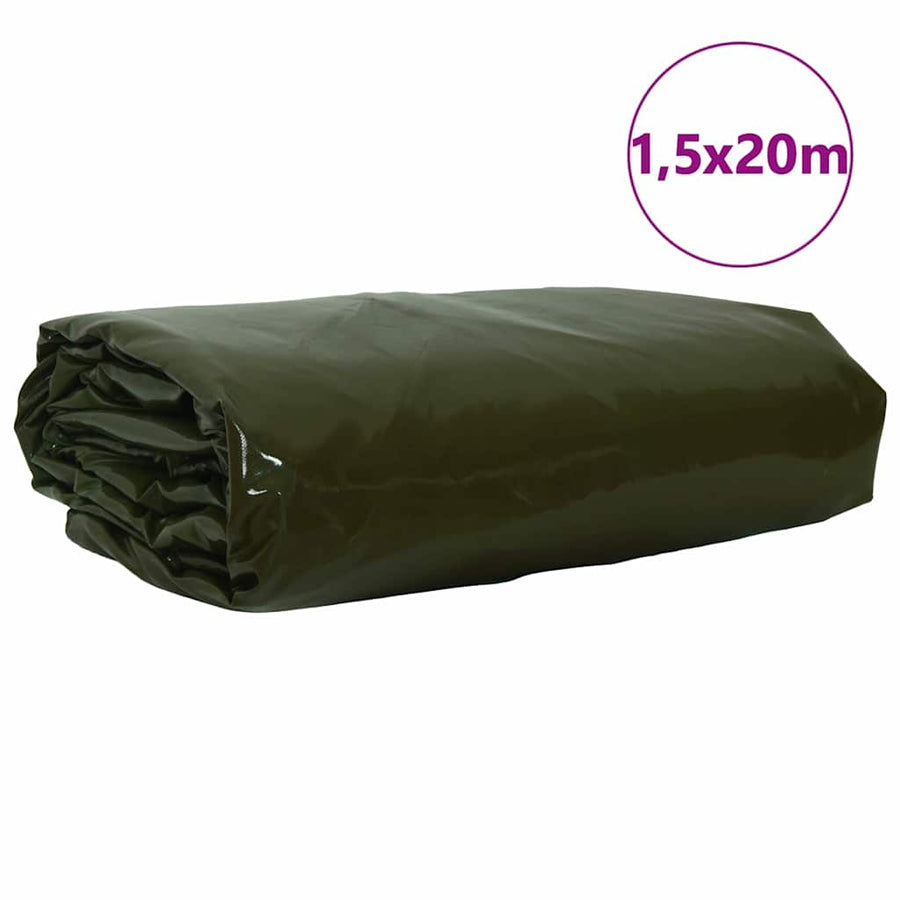 Zeil 650g / m² Olijf Groen 1,5 x 20 m Canvas met PVC-coating