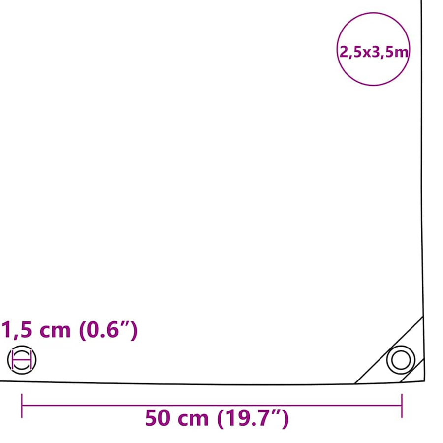 Zeil 650g / m² Olijf Groen 2,5 x 3,5 m Canvas met PVC-coating
