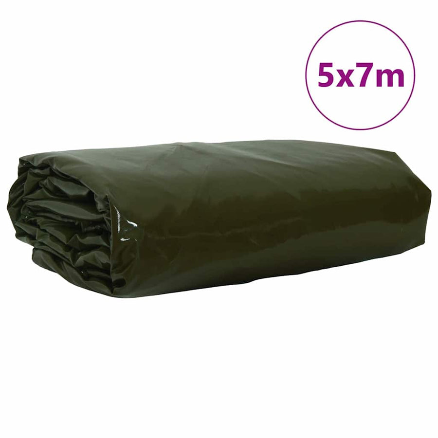 Zeil 650g / m² Olijf Groen 5 x 7 m Canvas met PVC-coating