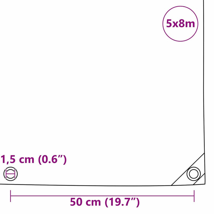 Zeil 650g / m² Olijf Groen 5 x 8 m Canvas met PVC-coating