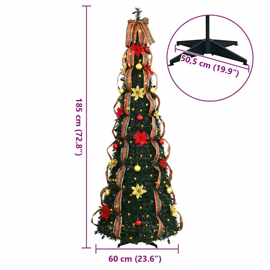 Kunstkerstboom met 150 LED met standaard Groen 180 cm PVC