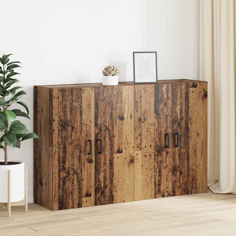 Wandkast 2 pcs Oudhout 69,5 x 34 x 90 cm Bewerkt hout