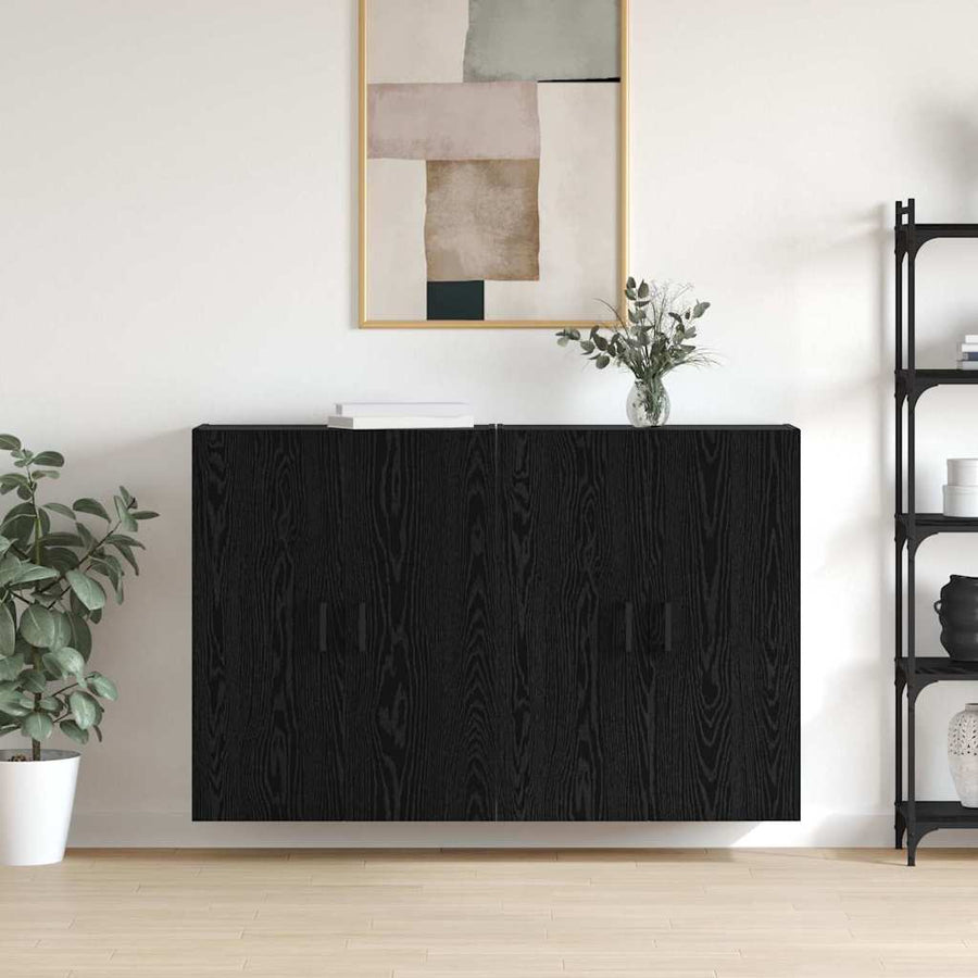 Wandkast 2 pcs Zwart Eiken 69,5 x 34 x 90 cm Bewerkt hout
