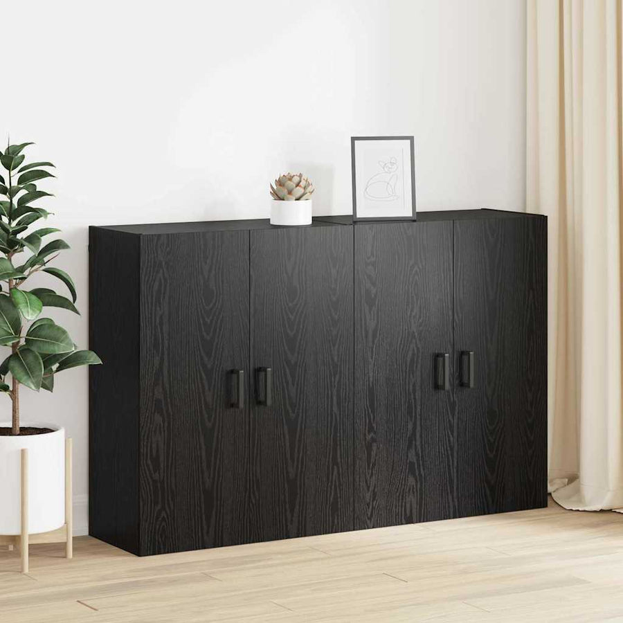 Wandkast 2 pcs Zwart Eiken 69,5 x 34 x 90 cm Bewerkt hout