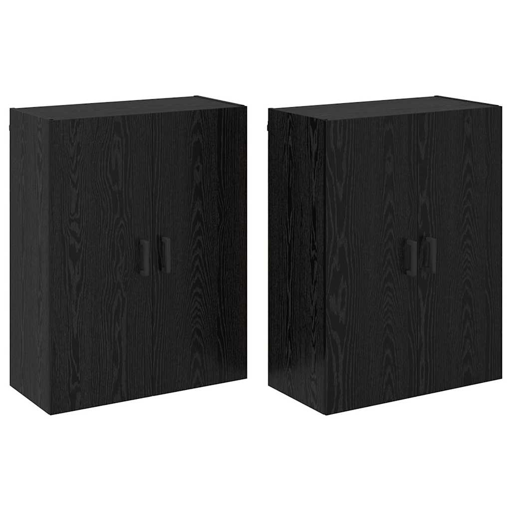 Wandkast 2 pcs Zwart Eiken 69,5 x 34 x 90 cm Bewerkt hout