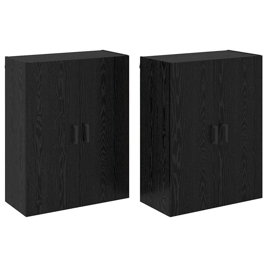 Wandkast 2 pcs Zwart Eiken 69,5 x 34 x 90 cm Bewerkt hout