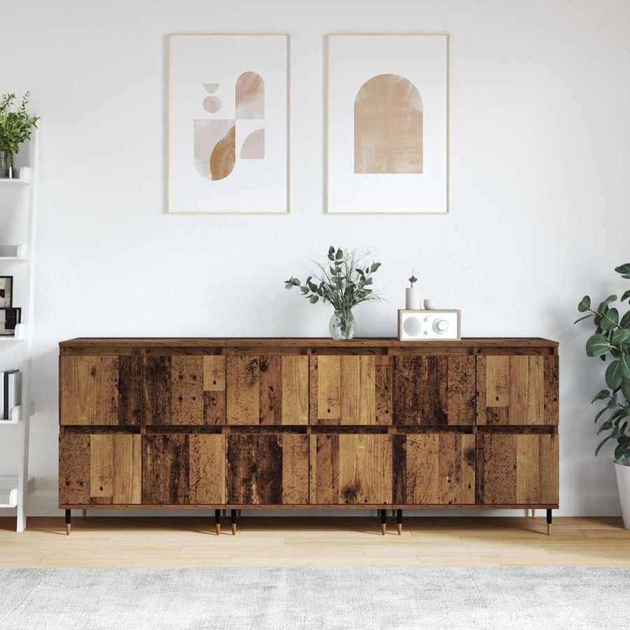 Opbergkast 3 pcs Oudhout 60 x 35 x 70 cm