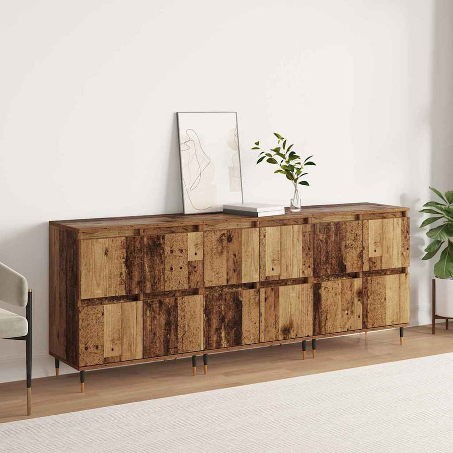 Opbergkast 3 pcs Oudhout 60 x 35 x 70 cm