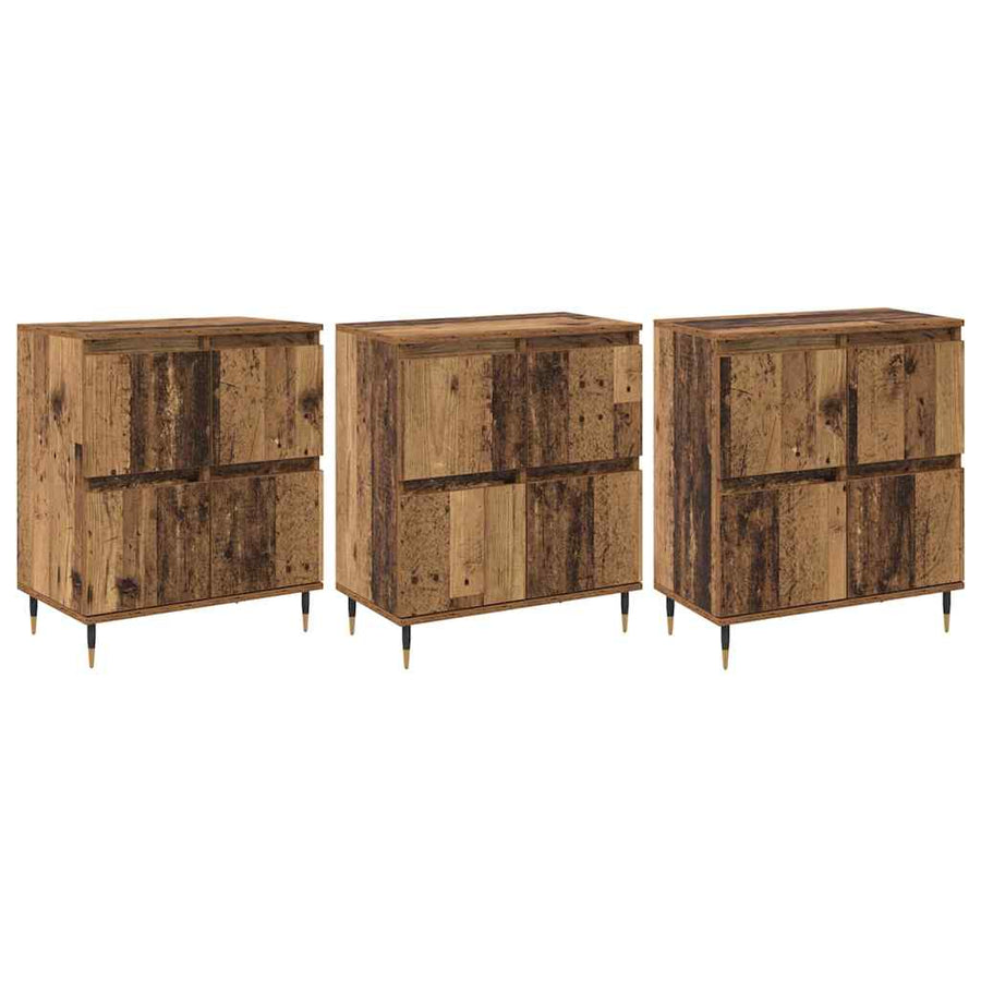 Opbergkast 3 pcs Oudhout 60 x 35 x 70 cm